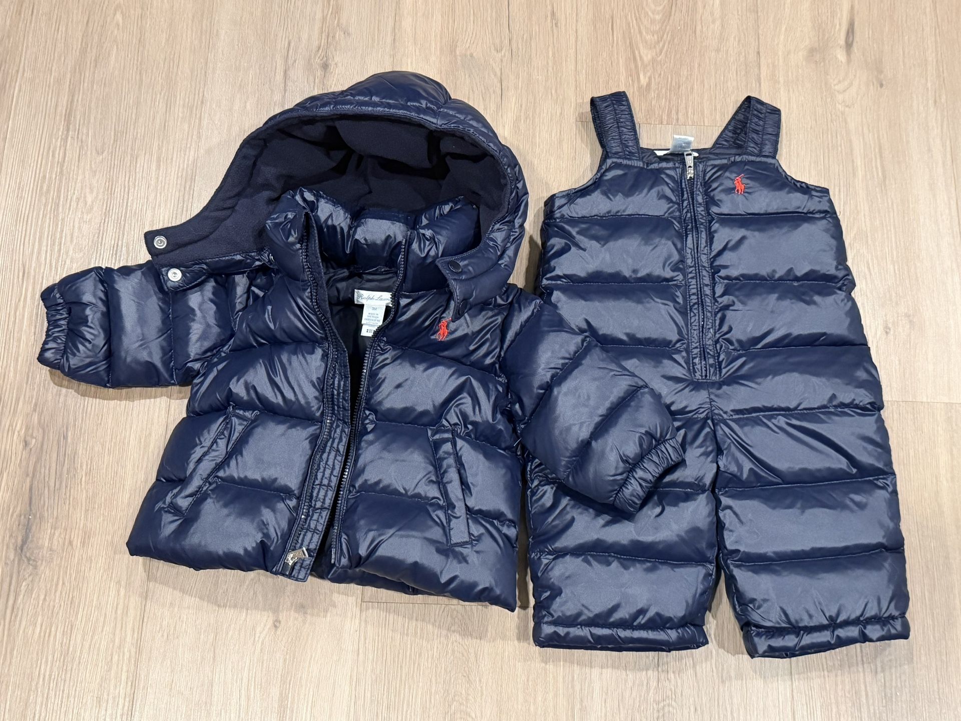 Polo Ralph Lauren Infant Boys 3M Baby Blue Puffer Down Snowsuit Bins & Jacket