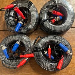 4-Pack of 60ft Universal BNC Video & Power Siamese Cables – 4K Ready for Analog HD CCTV Systems – Compatible with Swann, Lorex, Night Owl, Samsung