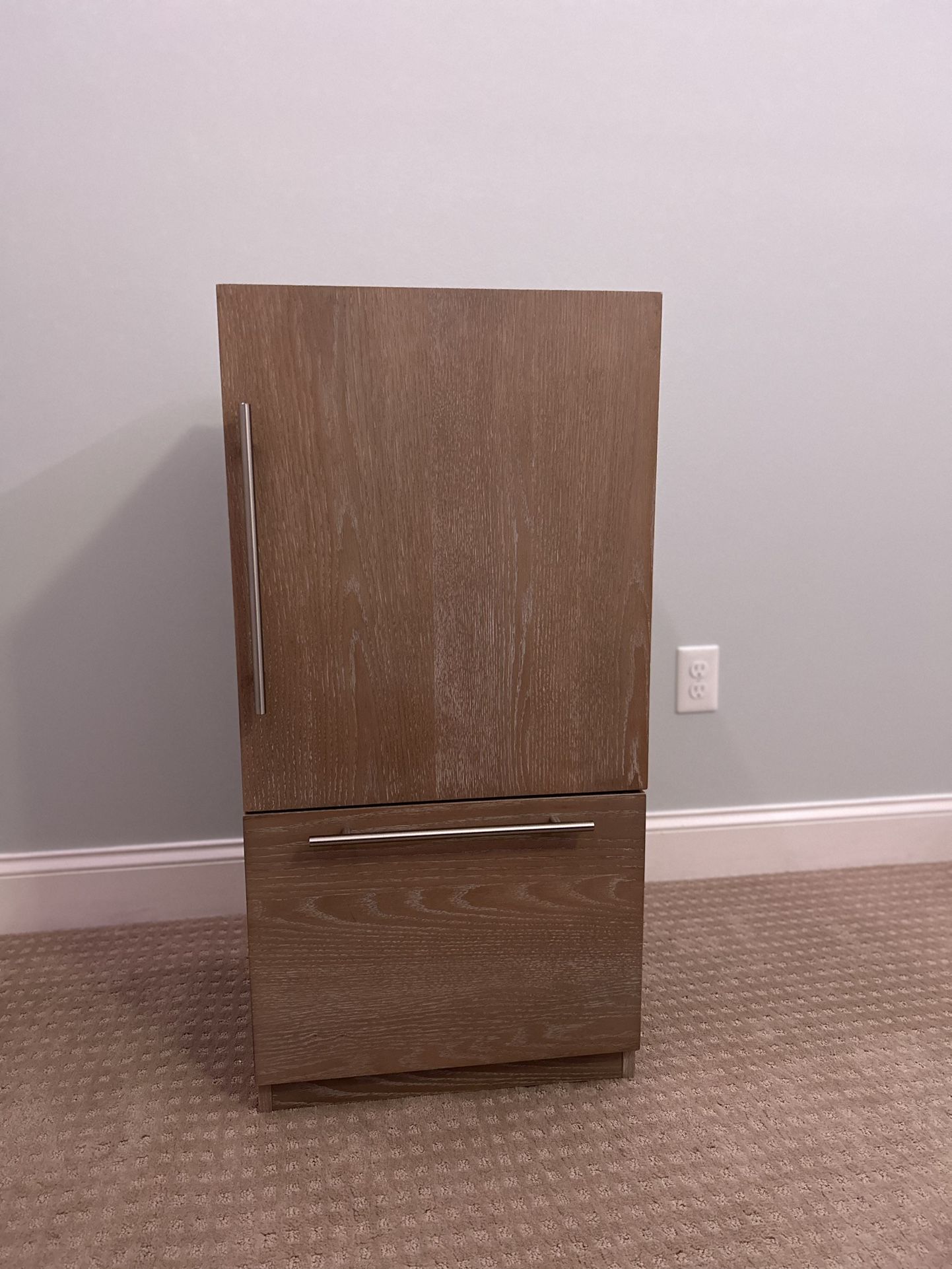 Pottery barn kids- Charlie refrigerator 18.5”x15.5”x37” in sea drift color.