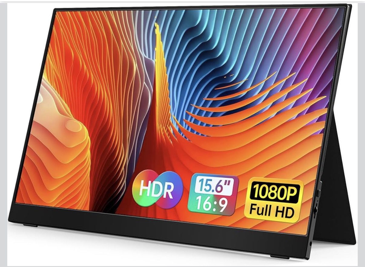 Portable-Monitor-for-Laptop - 15.6'' 1080P FHD IPS Display USB-C HDMI Portable Monitor for Laptop with Cover and Speakers External 