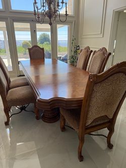 Wood Dining Table with 8 Chairs
