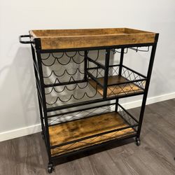 3 Tier Rolling Bar Cart