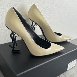 YSL White Heels
