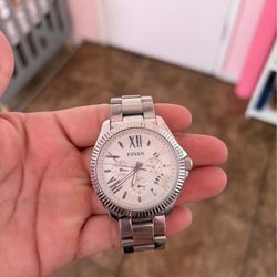 Silver fossil watch