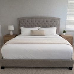 Ashley Upholstered Gray King Bed Frame