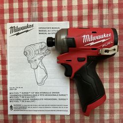 Milwaukee. M12 FUEL SURGE Lithium-Ion Brushless Cordless 3-Speed 1/4” HEX Compact Impact Driver (Tool Only). 3451-20.
