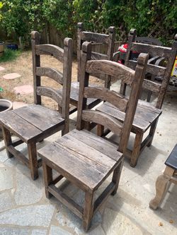 (4) Rustic Solid Wood Project Chairs