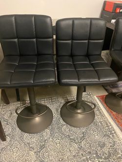 Set of 2 Black Adjustable Bar Stools