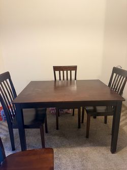 Dark Wood Dining Table with 4 Chairs