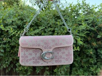 Pink Coach Tabby Shoulder Bag 26 w/ Crystal Beading