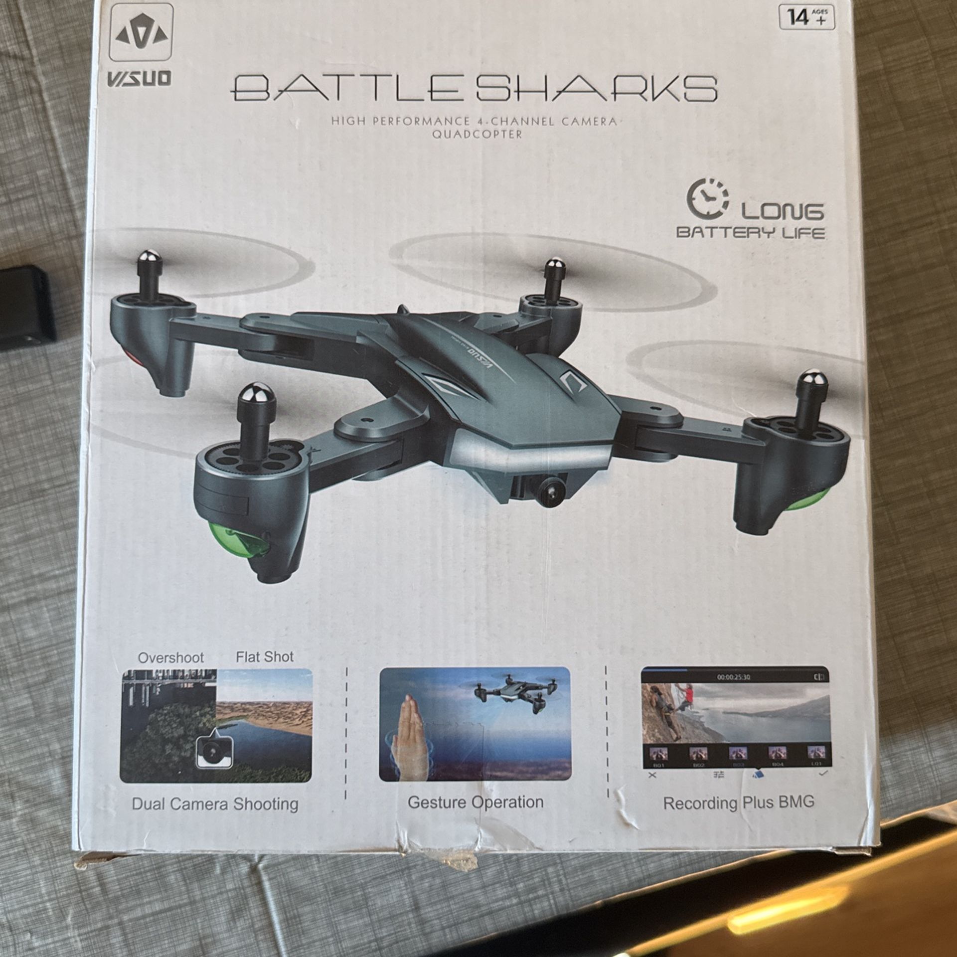 VISUO BATTLE SHARKS HIGH PERFORMANCE 4 Channel Camera Quad Chopper.