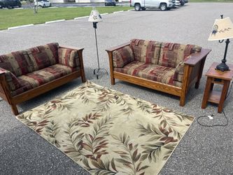 Mission Oak Slat Back Loveseat 