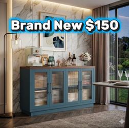 Navy color brand new in box 55.1'' W Modern Sideboard, Buffet with Adjustable Shelves and Tempered Glass Doors