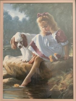 Mark Arian “A Day Together” Framed Print Girl Dog