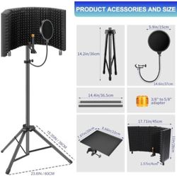 Dmsky Microphone Isolation Shield with Pop Filter & Tripod Stand