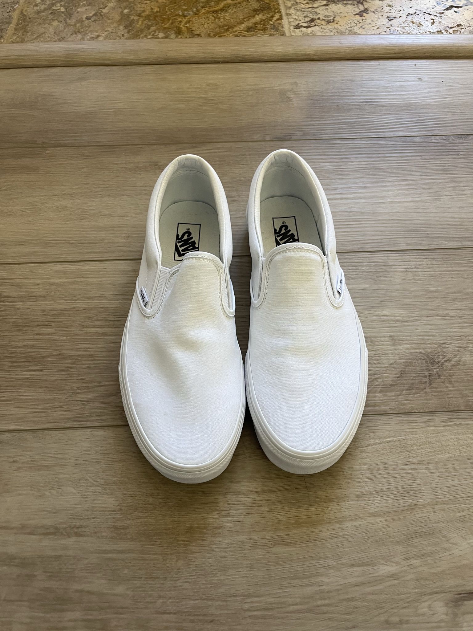 White Vans Slip Ons