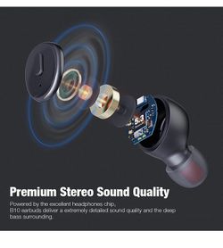 Wireless Earbuds Boean Mini Bluetooth Headphones with Charging Case 46H Playtime IPX8 Waterproof Earbuds Button Control Deep Bass Earphones Built in M Thumbnail