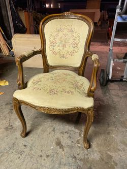French Louis XV tapestry armchair chair