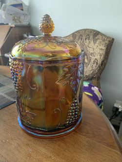 1940’s Vintage Imperial Glass Company Lidded Cookie Jar. Used But Not Cracks Or Chips