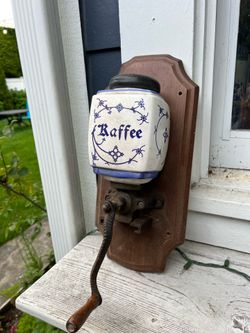Vintage German Wall Mount Coffee Grinder – “Kaffee” Ceramic Hand Crank Coffee Mill
