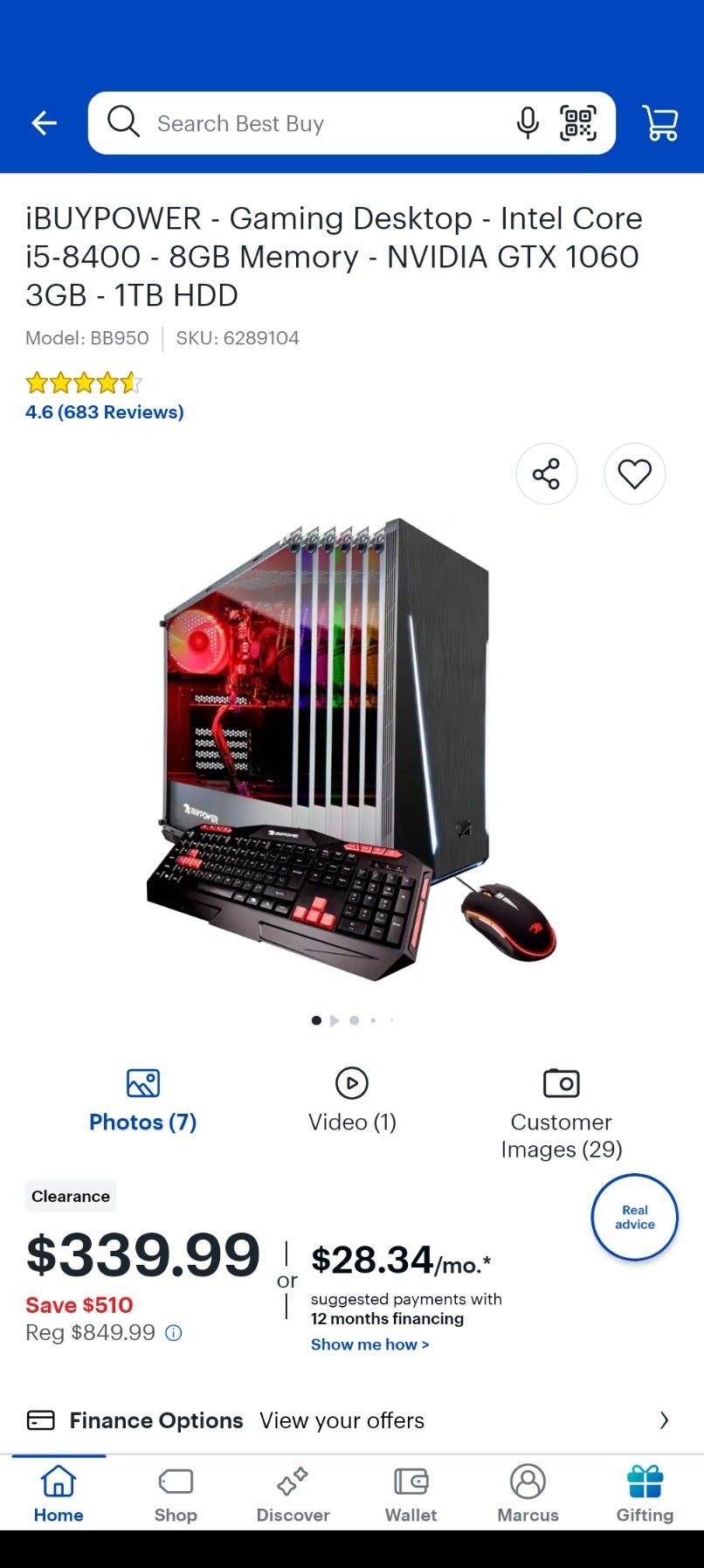 ibuypower - gaming desktop - intel core i5-8400 - 32gb memory - nvidia gtx 1060 3gb