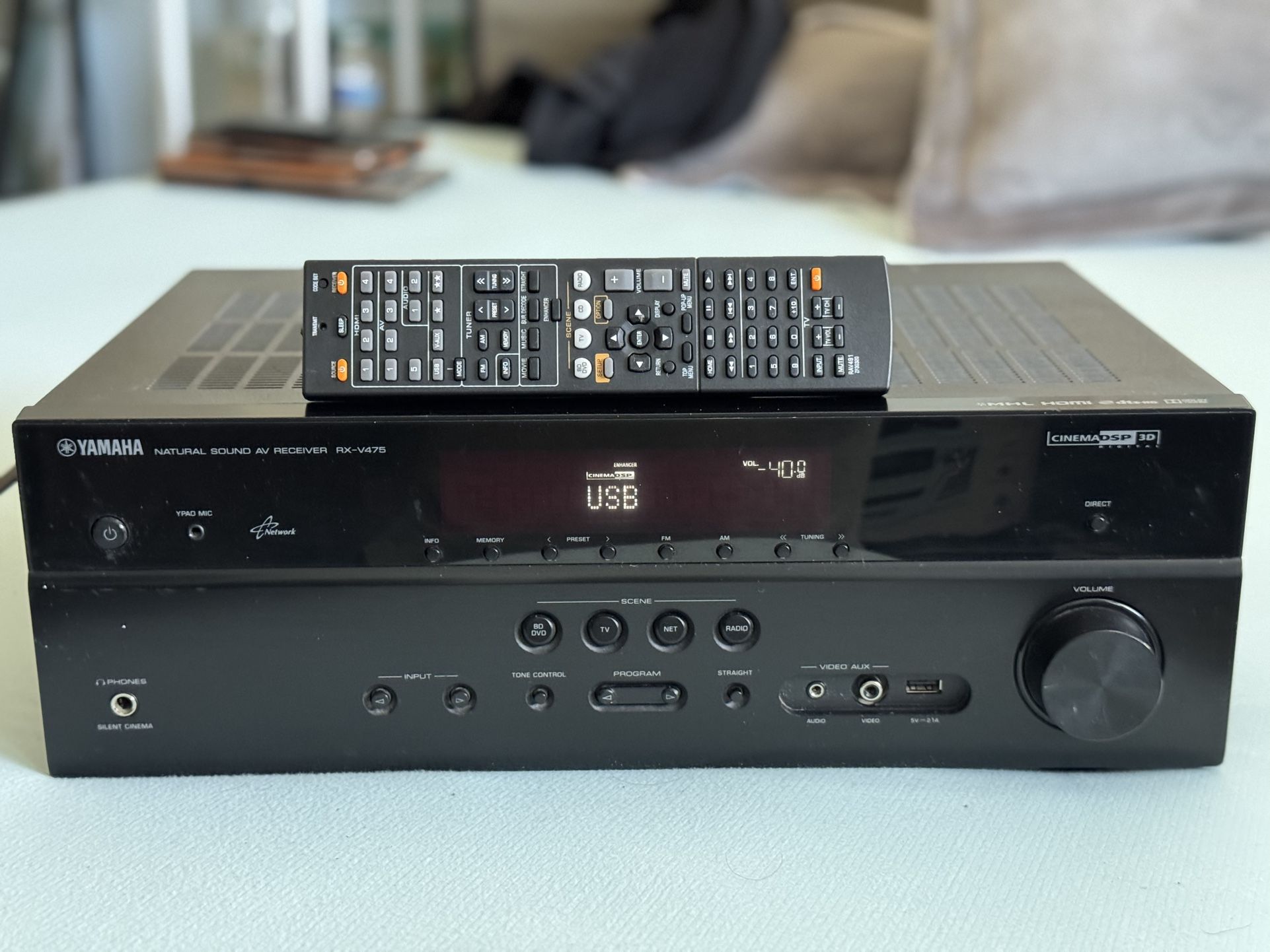 YAMAHA RX-V475 5.1-channel home theater receiver with Apple AirPlay, 4K Pass-Through