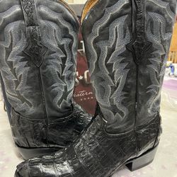REAL CROC TAIL COWBOY BOOTS SIZE 11.5 BlackTAIL