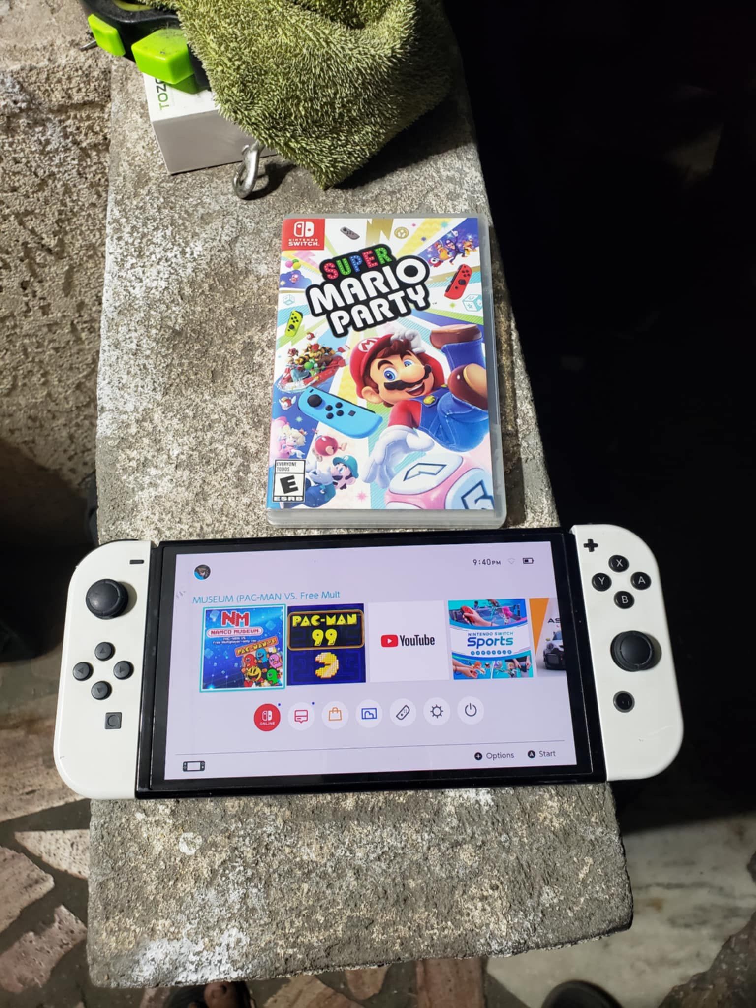 All white OLED big Screen Like Brand New Conditions. Just Switch With 256GB, with Charger, 1 Party Mario Bro Game cost $65 still. Nintendo switch $280