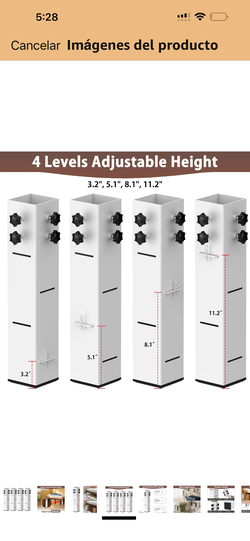 Set of 4 Carbon Steel Bed Risers – 3.15” Diameter Heavy Duty Metal Bed Lifts, 3.2” Height, for College Dorm, Wooden Bed Frame, Table Height Adjustment