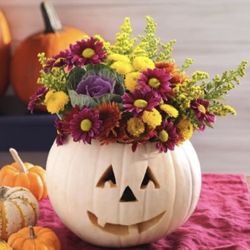 Bouquet Of Flowers In Pumpkin