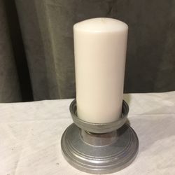 Pewter look candle stick holder