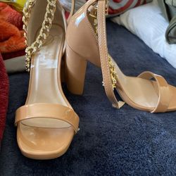 Open Toe Beige Heels