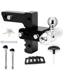 SIRUNTE Adjustable Trailer Hitch for 2.5" Receiver-3 x Ball 2 inch Ball Hitch Tow Hitches with 6-Inch Drop/Rise-Aluminum Tow Hitch Trailer Hitch Ball 