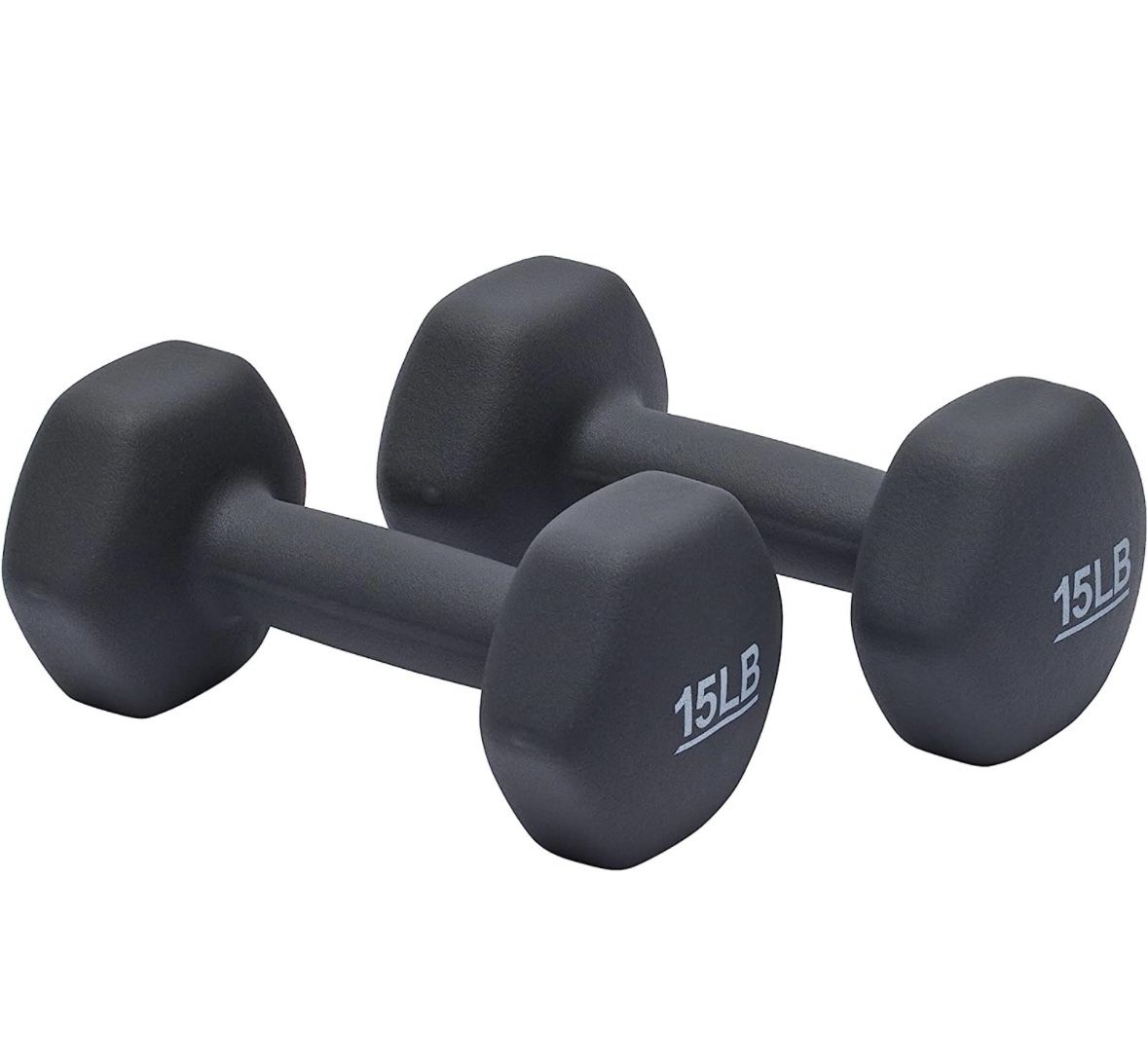 Amazon Basic’s Neoprene 15 lb Dumbbells (2)