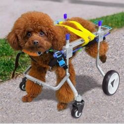 Four-Wheeled SMALL Adjustable Dog Wheelchair, Lightweight Mobility Bicycle Trailer for Disabled Pets, Easy to Assemble, Supports Walking and Exercise 