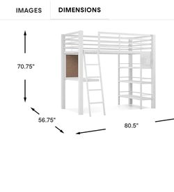 Twin Loft Bunk Bed With Desk And Bookcase