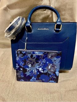 Isaac Mizrahi Blue Handbag with Floral Pouch