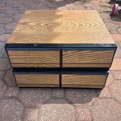 2 Vintage Audio Cassette Storage Drawers Wood Grain Retro Holder
