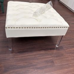 Ottoman Table Cream With Clear Legs BNIB