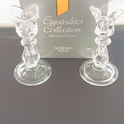 Gorham Crystal Candle Stick Holders Set New
