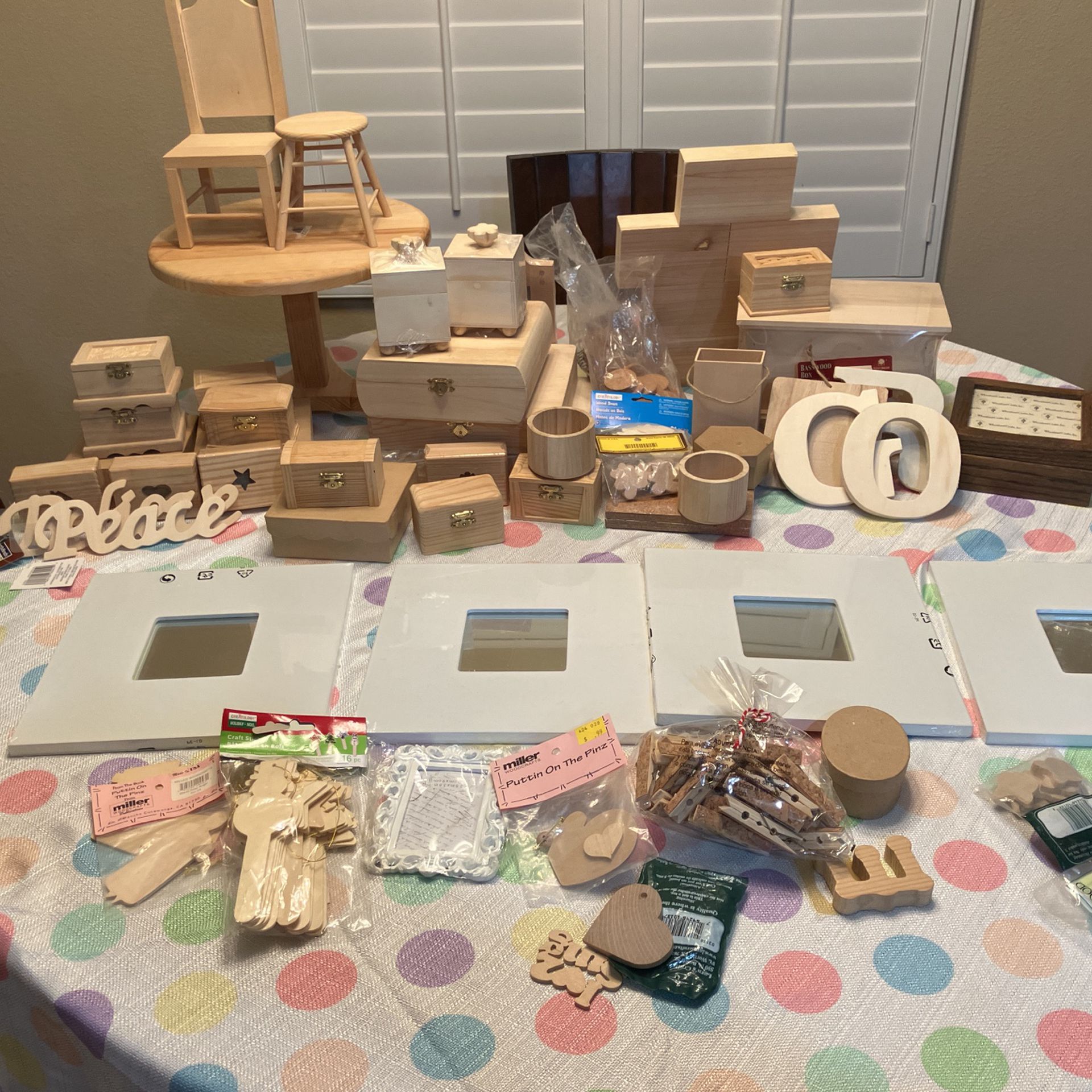Lot of Various Wood And Glass Craft Supplies