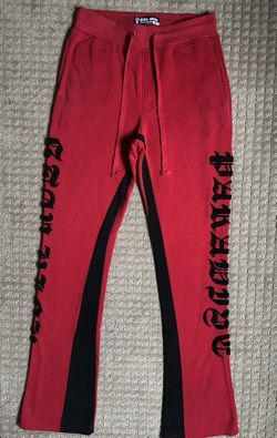 Stacked Red & Black Pants
