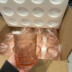 Pink Glass Drinking Cups