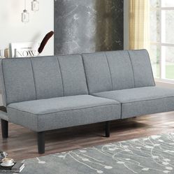 Mainstays 66" Studio Futon, Gray Linen Upholstery