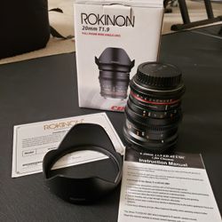 Rokinon 20mm T1.9 Lens (EF-mount)