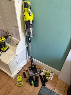 Ryobi ONE+ 18V Cordless Stick Vacuum w/ Battery & Charger + Attachments – Cleaned