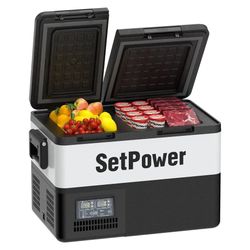 SETPOWER PT35 Car Cooler 12 Volt Fridge Freezer Car Refrigerator 37Qt  Setpower PT35 - Car Refrigerator with AC Adapter, 35L Dual Zone Portable Freeze