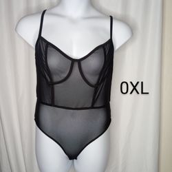 Black Shear Bodysuit Plus Size 0XL $5