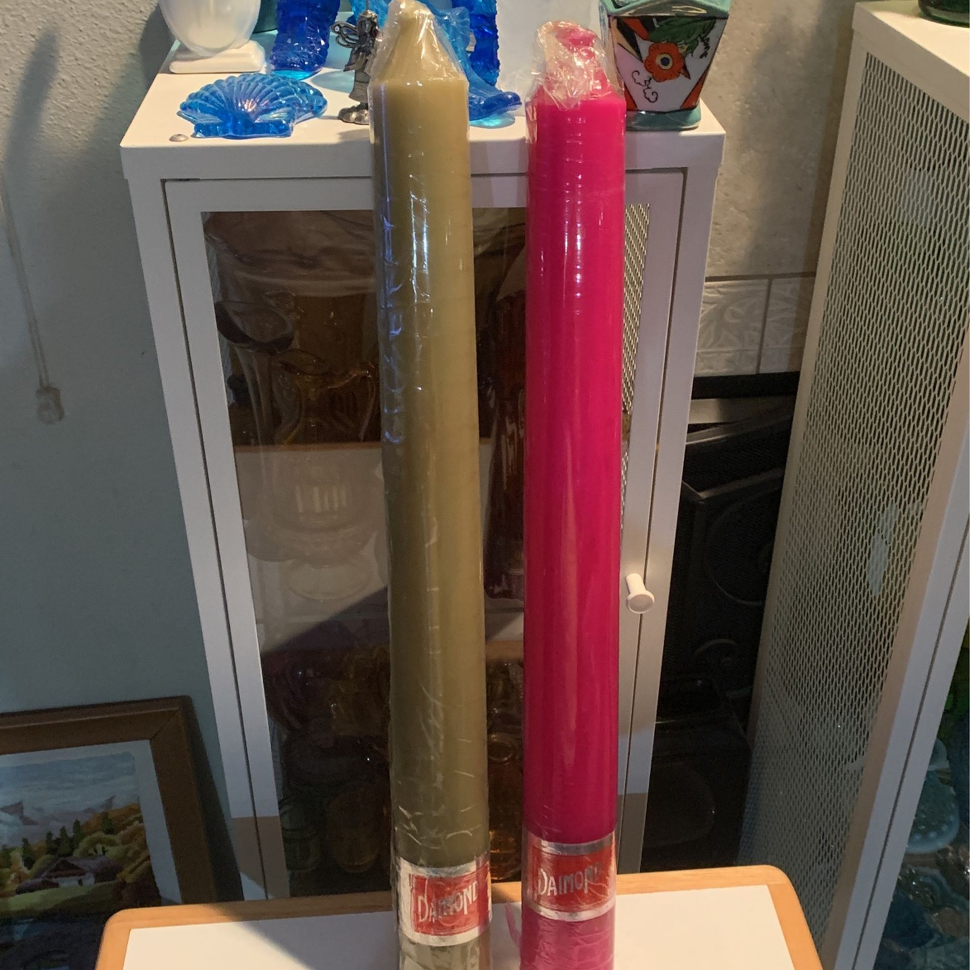 Huge Candles Extra Big Diamond-Thailand Pillar 24"x 2 1/4" Tall New