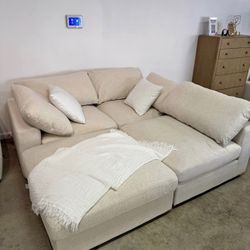 Modern Cloud Modular Sofa Chaise Sleeper Sectional Couch With Reversible Ottoman - FREE Delivery